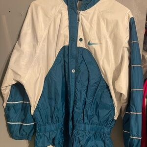 Nike Teal and White Windbreaker Jacket